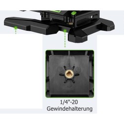 Huepar S04CG 4D Kreuzlinienlaser in SystemKoffer L-Boxx136 Set Mit 3m Teleskopstange L30-0, Stativ TPD14 und Empfänger LR-5RG