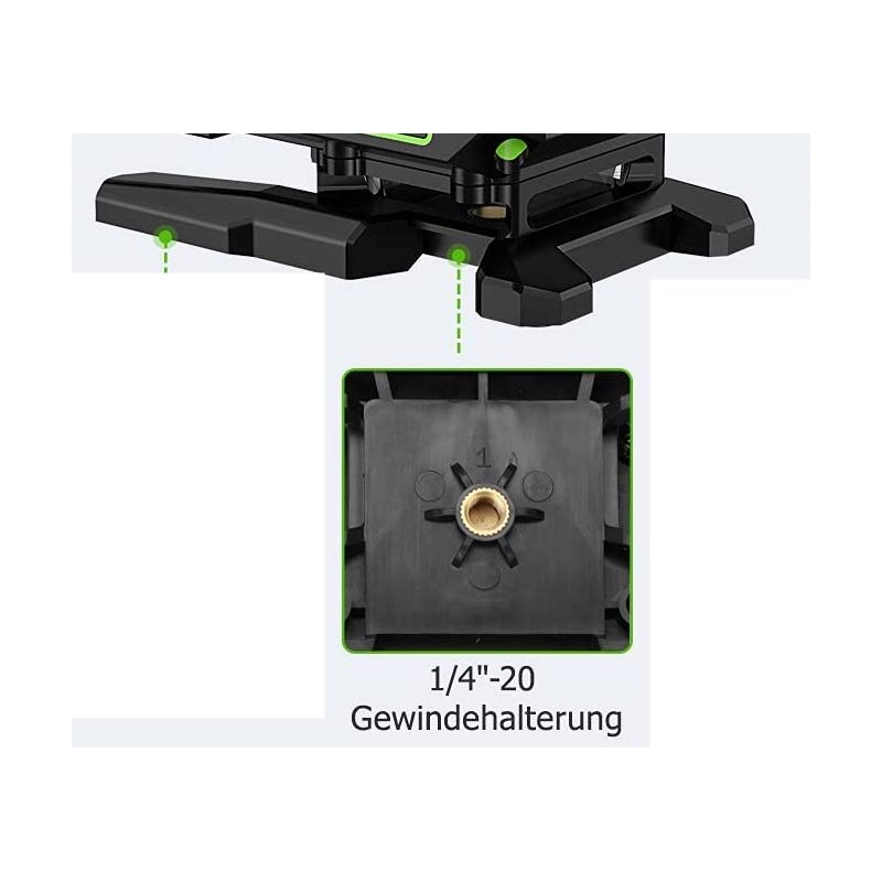 Huepar S04CG 4D Kreuzlinienlaser in SystemKoffer L-Boxx136 Set Mit 3m Teleskopstange L30-0, Stativ TPD14 und Empfänger LR-5RG