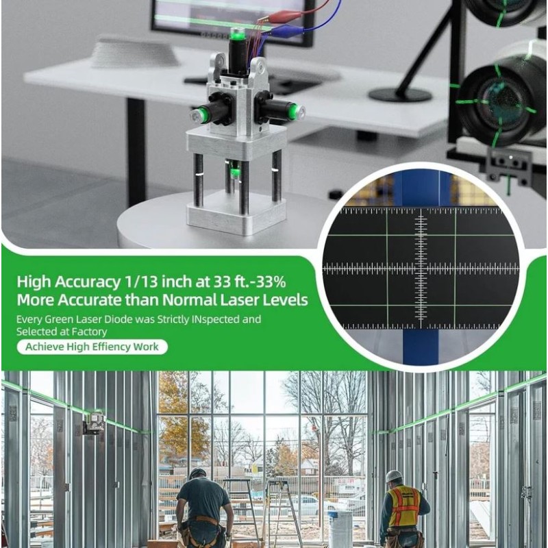 Huepar ZK04CG 4D Kreuzlinienlaser Mit Halterung und Hebebasis in Koffer