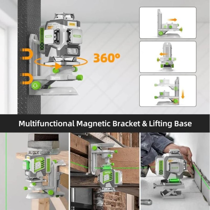 Huepar ZK04CG 4D Kreuzlinienlaser Mit Halterung und Hebebasis in Koffer