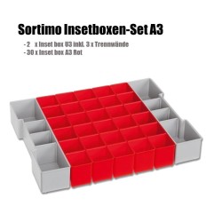 InsetBoxen Set A3 Rot/Grau und Deckeleinlage Set für L-Boxx 102/ W-Boxx 102