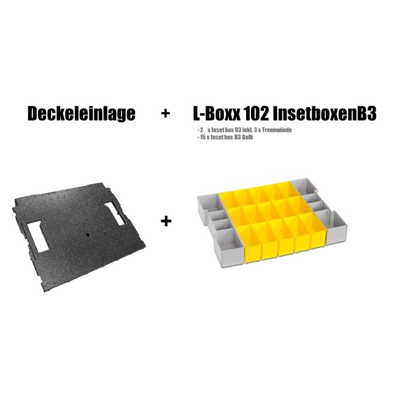 InsetBoxen Set B3 Gelb/Grau und Deckeleinlage Set für L-Boxx 102/ W-Boxx 102