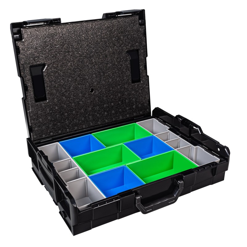 InsetBoxen Set CD3 Blau/Grün/Grau und Deckeleinlage Set für L-Boxx 102/ W-Boxx 102