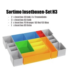 InsetBoxen Set H3 Grün/Orange/Gelb/Rot/Blau/Grau und Deckeleinlage Set für L-Boxx 102/ W-Boxx 102