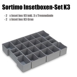 InsetBoxen Set K3 Grau und Deckeleinlage Set für L-Boxx 102/ W-Boxx 102