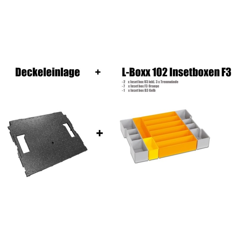 InsetBoxen Set F3 Orange/Gelb/Grau und Deckeleinlage Set für L-Boxx 102/ W-Boxx 102