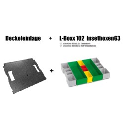 InsetBoxen Set G3 Dunkelgrün/Gelb/Rot/Grau und Deckeleinlage Set für L-Boxx 102/ W-Boxx 102