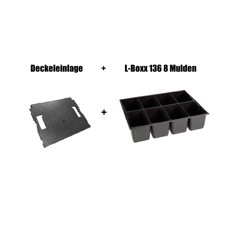 Kleinteileeinsatz 8 Mulden LB 136 und Deckeleinlage für die L-BOXX 136