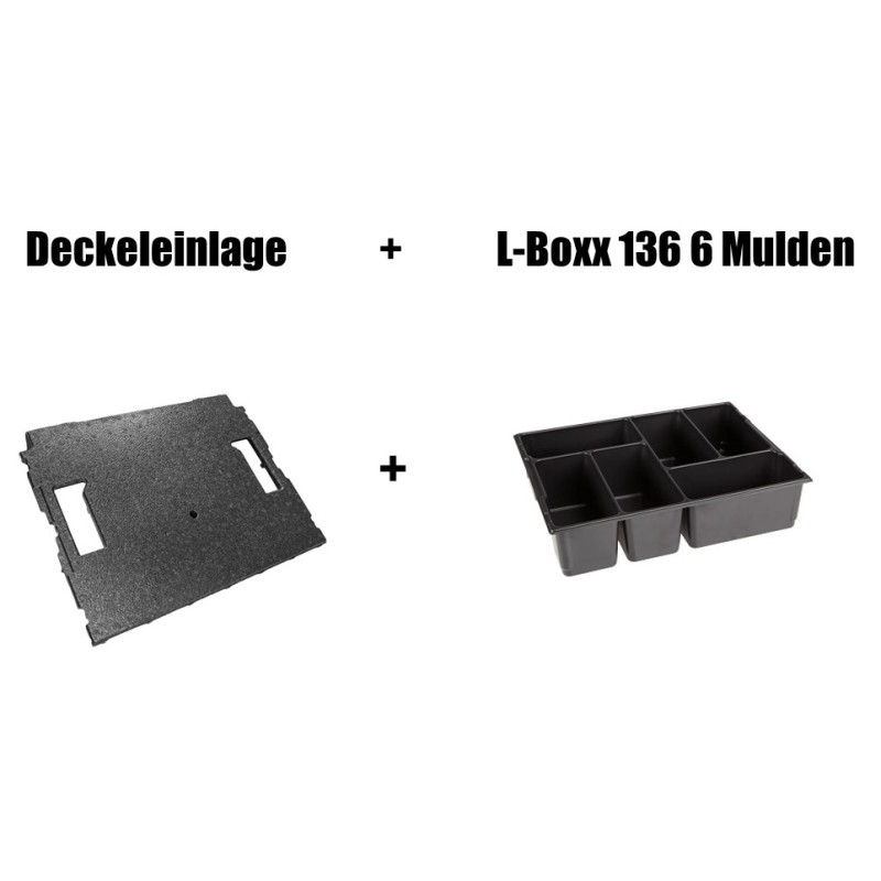 Kleinteileeinsatz 6 Mulden LB 136 und Deckeleinlage für die L-BOXX 136