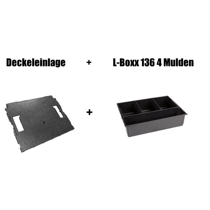Kleinteileeinsatz 4 Mulden LB 136 und Deckeleinlage für die L-BOXX 136
