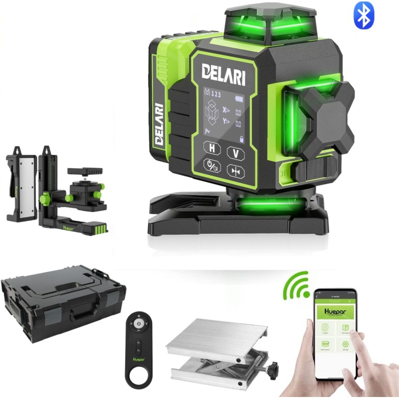 Huepar W04CG mit Wandhalterung in SystemKoffer L-BOXX 136 Delari Logo