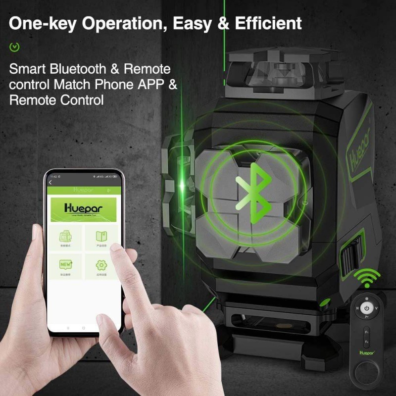 Huepar W04CG Selbstnivellier Kreuzlinienlaser Bluetooth Delari mit L Boxx LR8RG