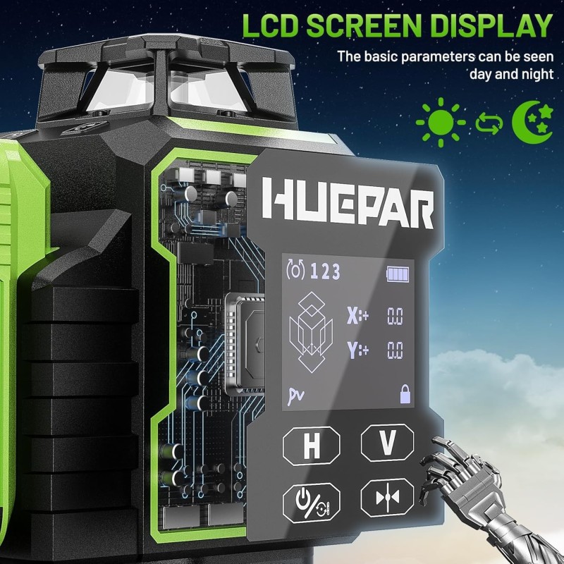 Huepar W04CG Selbstnivellier Kreuzlinienlaser Bluetooth Delari mit L Boxx LR8RG