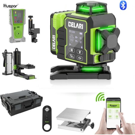 Huepar W04CG Selbstnivellier Kreuzlinienlaser Bluetooth Delari mit L Boxx LR8RG