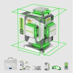 Huepar ZK04CG 4D 360° Kreuzlinienlaser mit LR8RG Empfänger & TPD16 Stativ