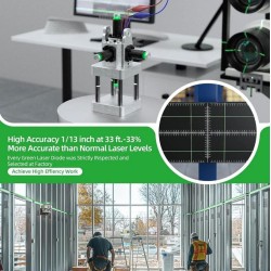 Huepar ZK04CG 4D 360° Kreuzlinienlaser mit LR8RG Empfänger & TPD16 Stativ