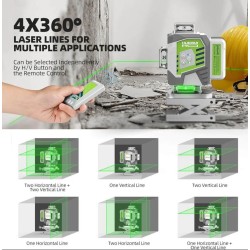 Huepar ZK04CG 4D 360° Kreuzlinienlaser mit LR8RG Empfänger & TPD16 Stativ