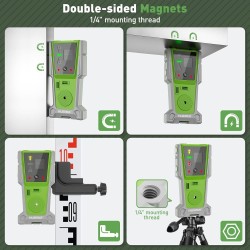 Huepar ZK04CG 4D 360° Kreuzlinienlaser mit LR8RG Empfänger & TPD16 Stativ
