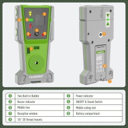 Huepar ZK04CG 4D 360° Kreuzlinienlaser mit LR8RG Empfänger & TPD16 Stativ