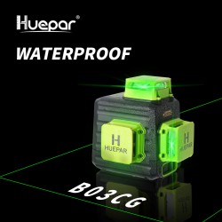 Huepar B03CG grüner 3D Kreuzlinienlaser Set mit Teleskopstange und Empfänger