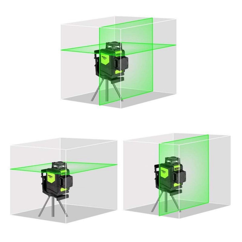 Huepar 902CG grüner Kreuzlinienlaser Sets mit Teleskopstange/Empfänger/Stativ/Brille