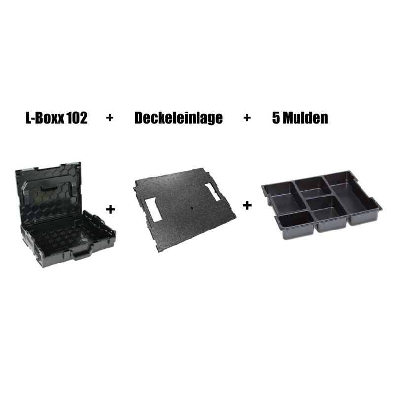 Sortimo Systemkoffer L-Boxx 102 anthrazit/Bosch kompatibel mit  Kleinteileeinsatz 5 Mulden und Deckeleinlage