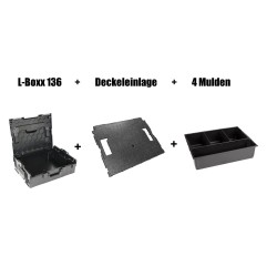 Sortimo Systemkoffer L-Boxx 136 anthrazit/Bosch kompatibel mit Kleinteileeinsatz 4 Mulden und Deckeleinlage