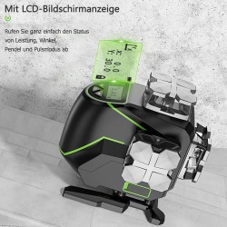 Huepar S04CG LCD-Bildschirm 4D Kreuzlinienlaser mit Halterung (Mit Klammer) und Hebebasis in L-Boxx