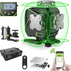 Huepar S04CG LCD-Bildschirm 4D Kreuzlinienlaser mit Halterung (Mit Klammer) und Hebebasis in L-Boxx