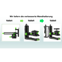 Huepar S04CG LCD-Bildschirm 4D Kreuzlinienlaser mit Halterung (Mit Klammer) und Hebebasis in L-Boxx