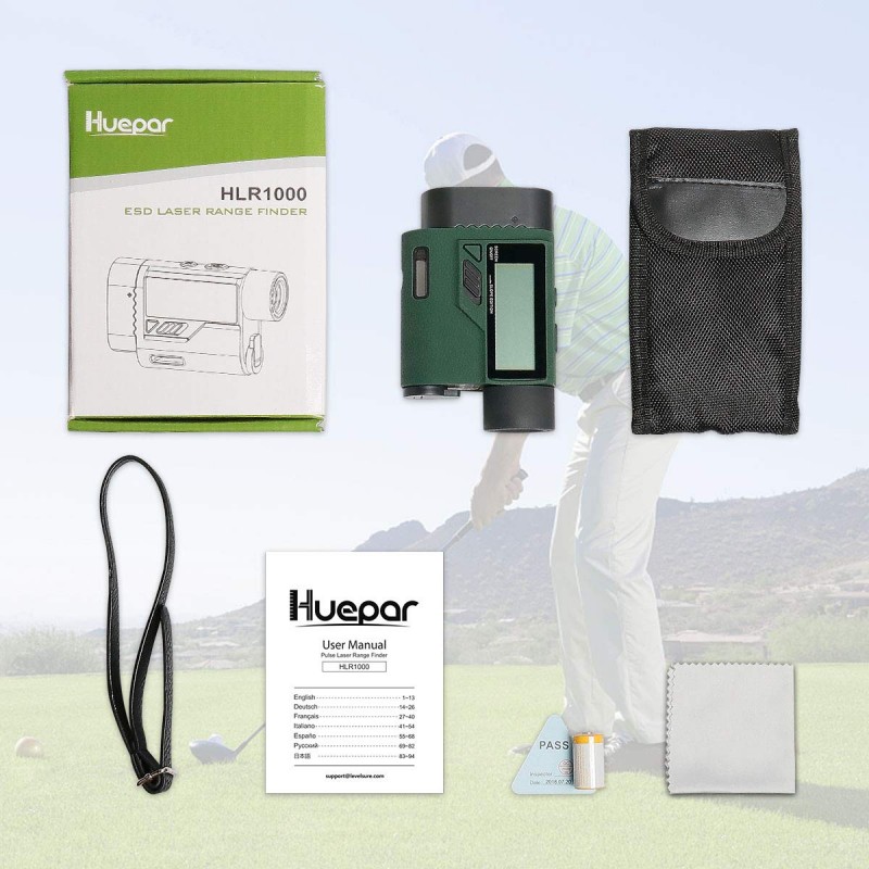 Huepar HLR1000 Golf Entfernungsmesser 1000M/1100Yards mit Handheld LCD Display und Winkelfunktion