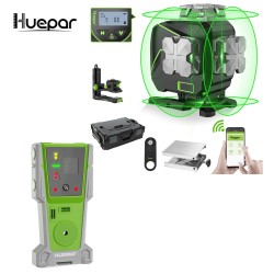 Huepar S04CG 4D Kreuzlinienlaser Mit Halterung und Hebebasis in SystemKoffer L-Boxx136 Set Mit Neueste Version Empfänger LR-8RG