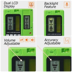 Huepar GF360G 3D Selbstnivellierenden Kreuzlinienlaser Laser-wasserwaage Set Mit Empfänger LR-5RG